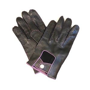 Cole Haan - Deer Skin Mens M Gloves - Black/Purple